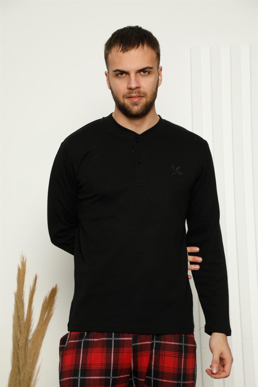 Erkek %100 Pamuk Cepli Uzun Kollu Pijama Takımı 6774