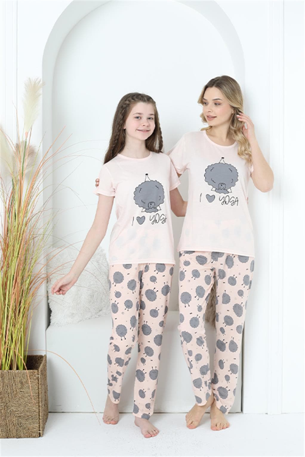 Anne Kız Aile I Love Yoga Pijama Takım Ayrı Ayrı Satılır 50101