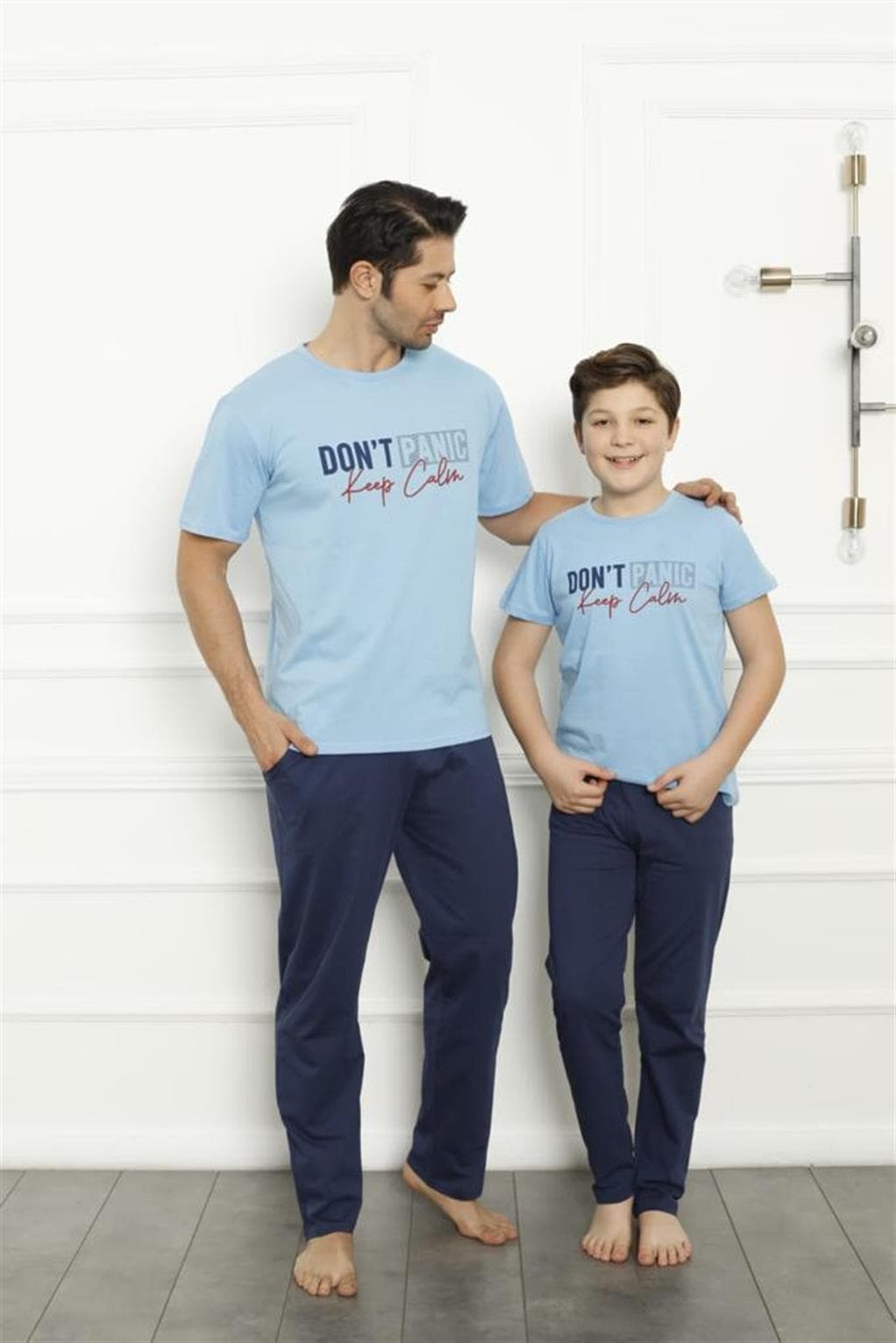 Baba Oğul Mavi Aile Pijama Takım Ayrı Ayrı Satılır 50102