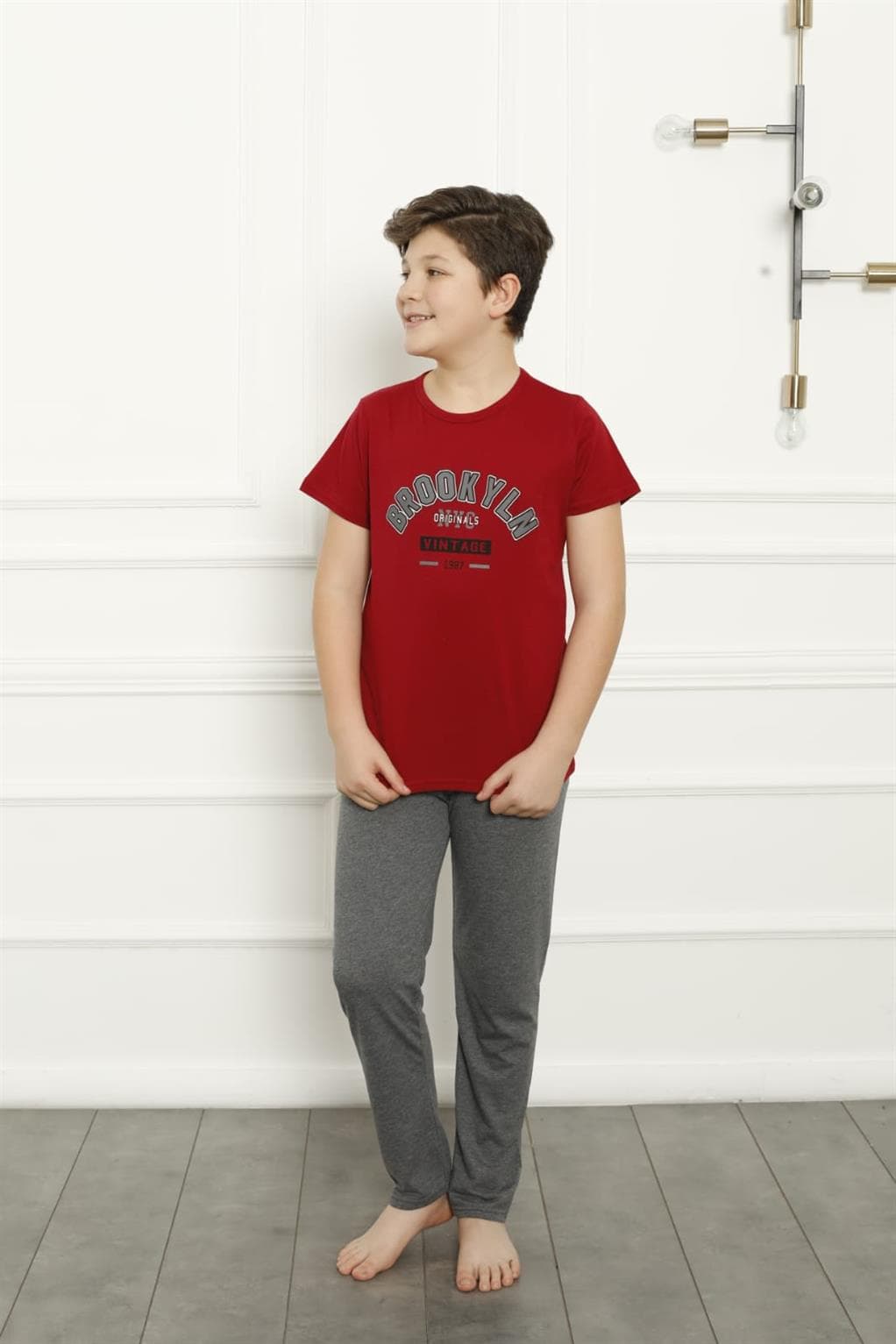 Erkek Çocuk Pamuk Kısa Kollu Pijama Takımı 20381