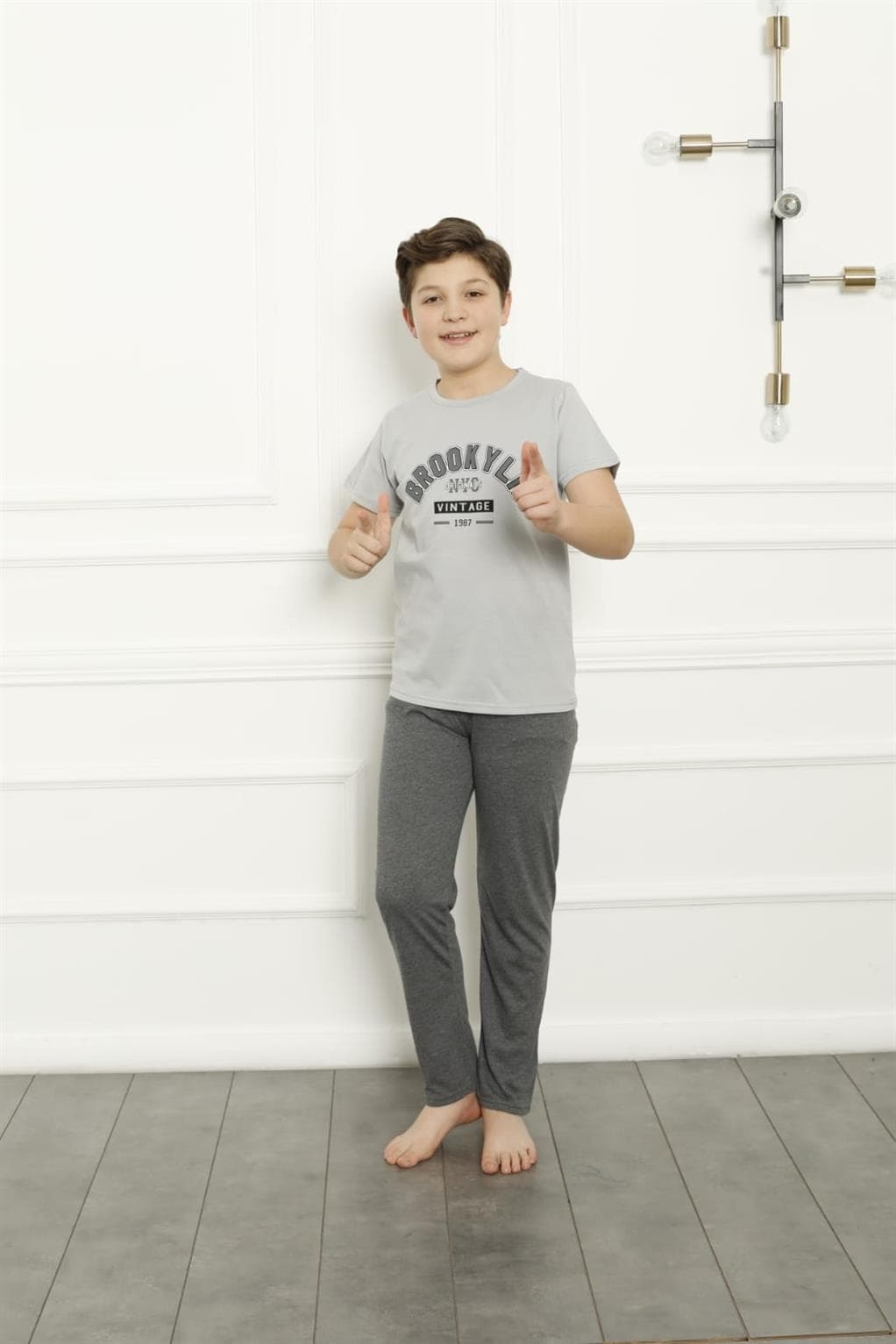 Erkek Çocuk Pamuk Kısa Kollu Pijama Takımı 20382