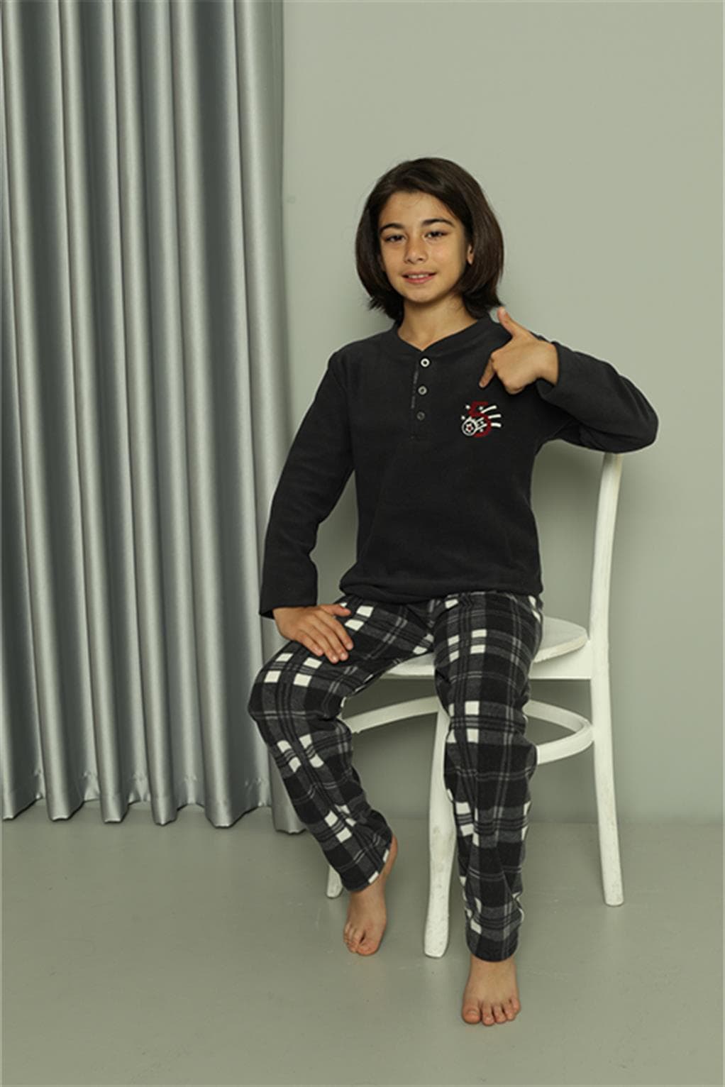 Erkek Çocuk WelSoft Polar Füme Pijama Takımı 20549