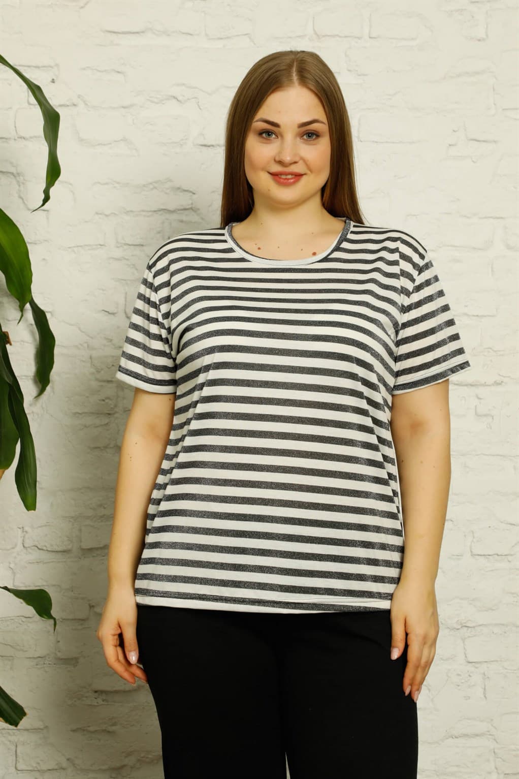 Kadın %100 Pamuk Kısa Kol Büyük Beden Pijama Takım 202133