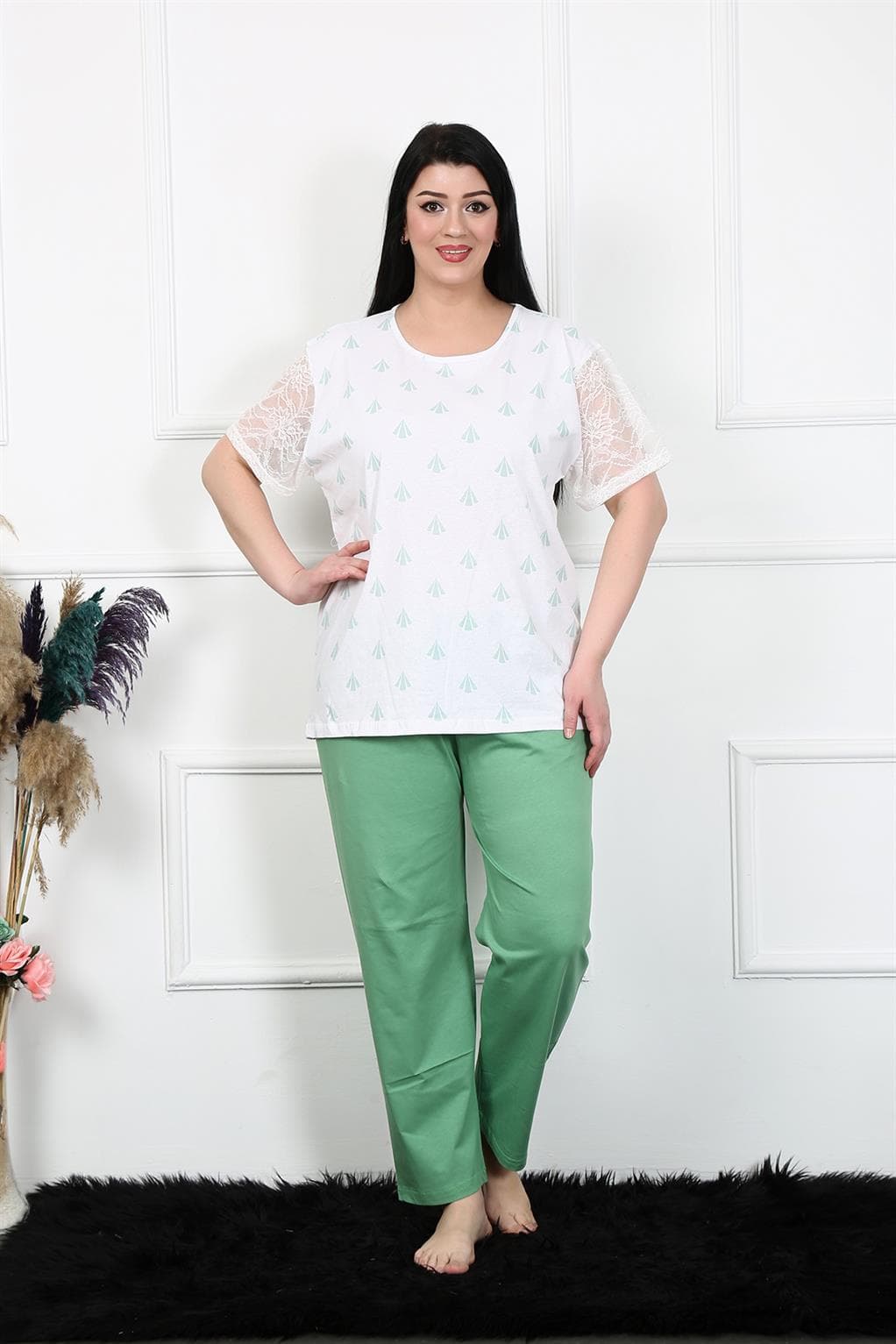 Kadın 5XL-6XL-7XL-8XL Büyük Beden Kısa Kol Pijama Takım 75001