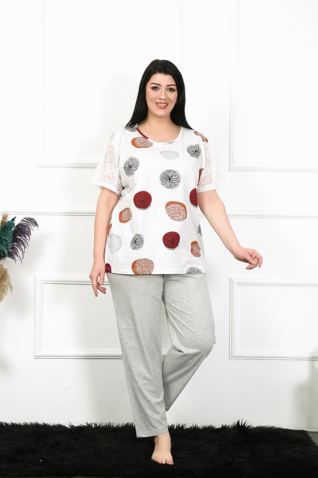 Kadın 5XL-6XL-7XL-8XL Büyük Beden Kısa Kol Pijama Takım 75002