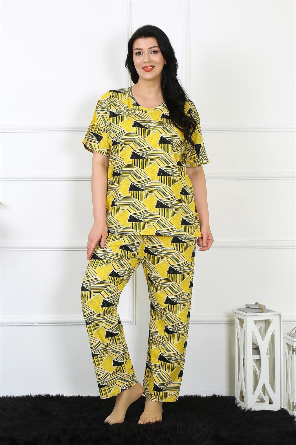 Kadın 5XL-6XL-7XL-8XL Büyük Beden Kısa Kol Pijama Takım 75007