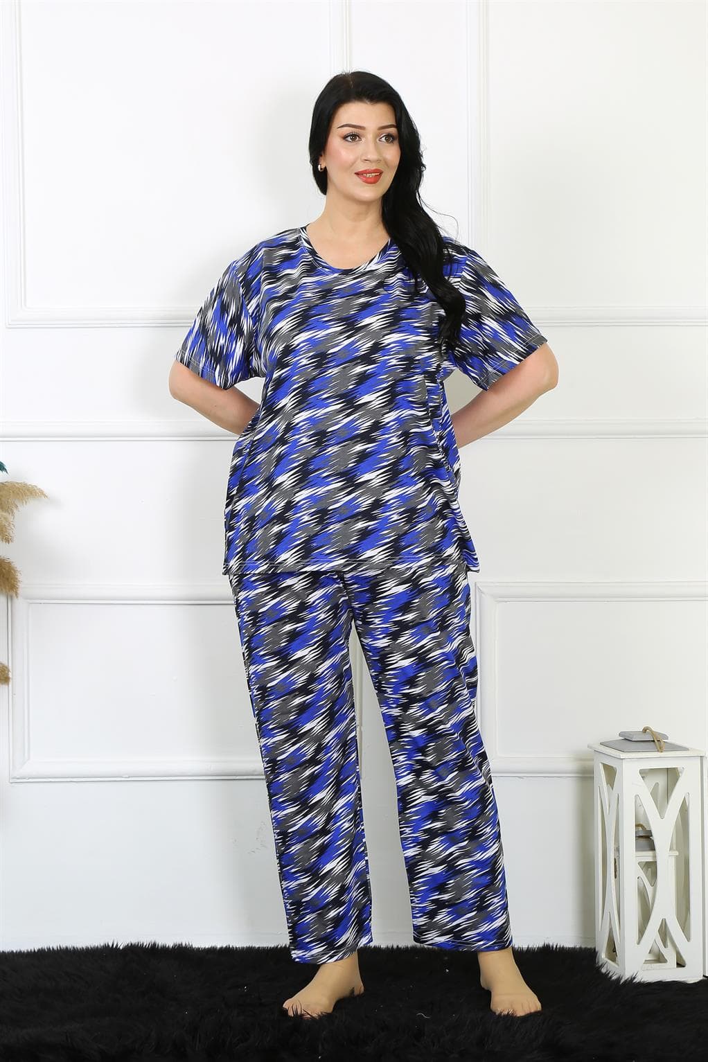 Kadın 5XL-6XL-7XL-8XL Büyük Beden Kısa Kol Pijama Takım 75010