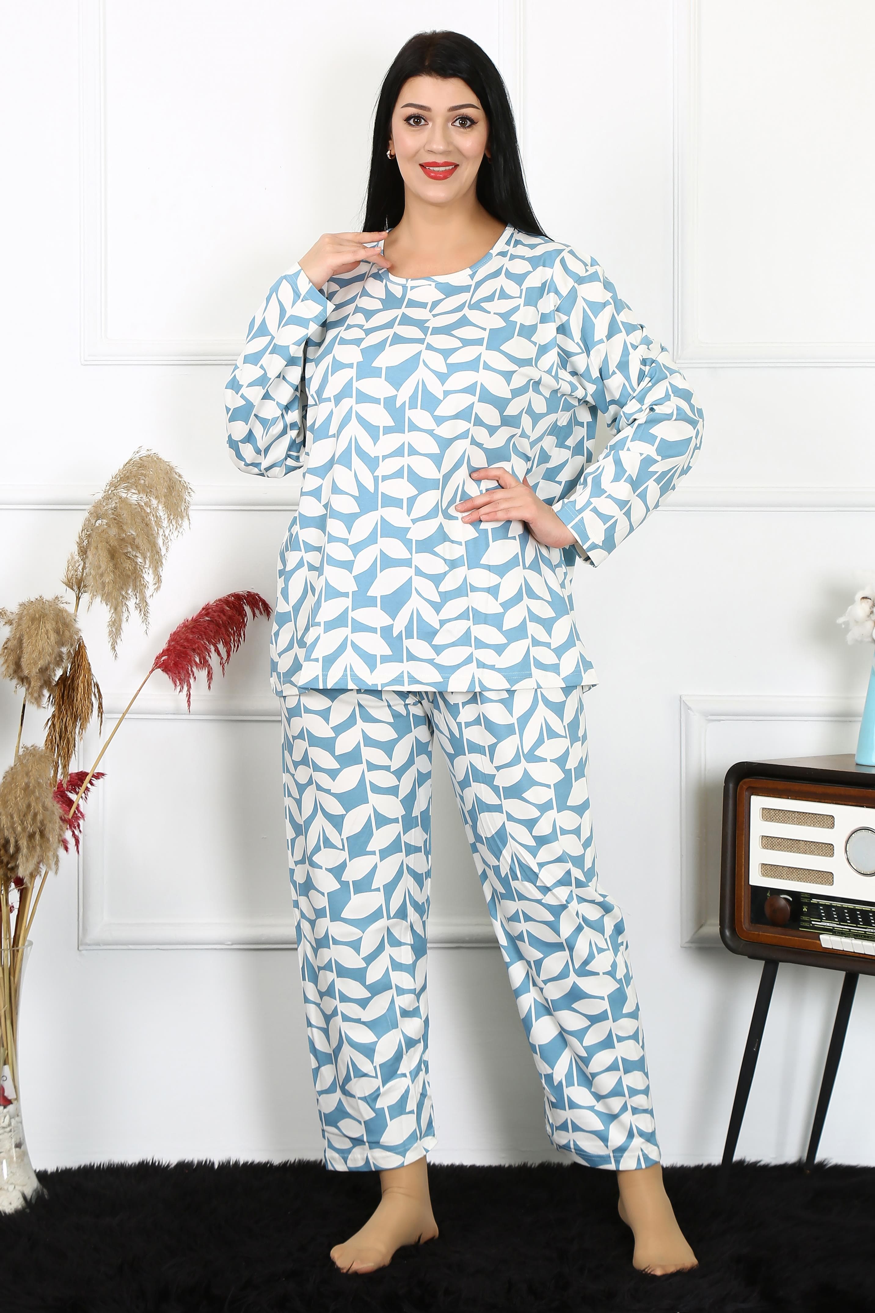 Kadın 5XL-6XL-7XL-8XL Büyük Beden Uzun Kol Pijama Takım 202216