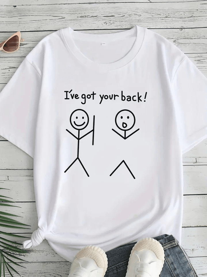 Baskılı Oversize Bisiklet Yaka T-shirt - Beyaz