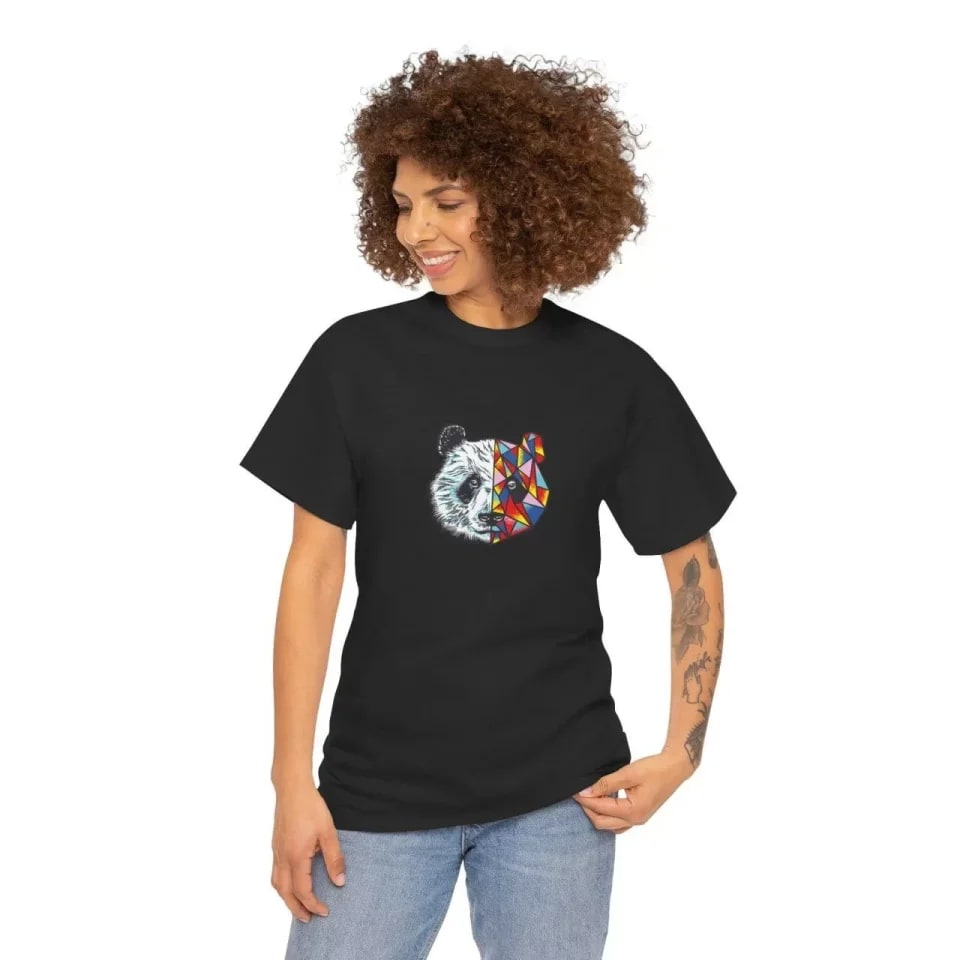 Unisex Bisiklet Yaka Baskılı T-Shirt - Siyah — görsel 1/1