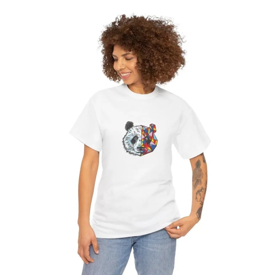 Unisex Bisiklet Yaka Baskılı T-Shirt - Beyaz — görsel 1/1