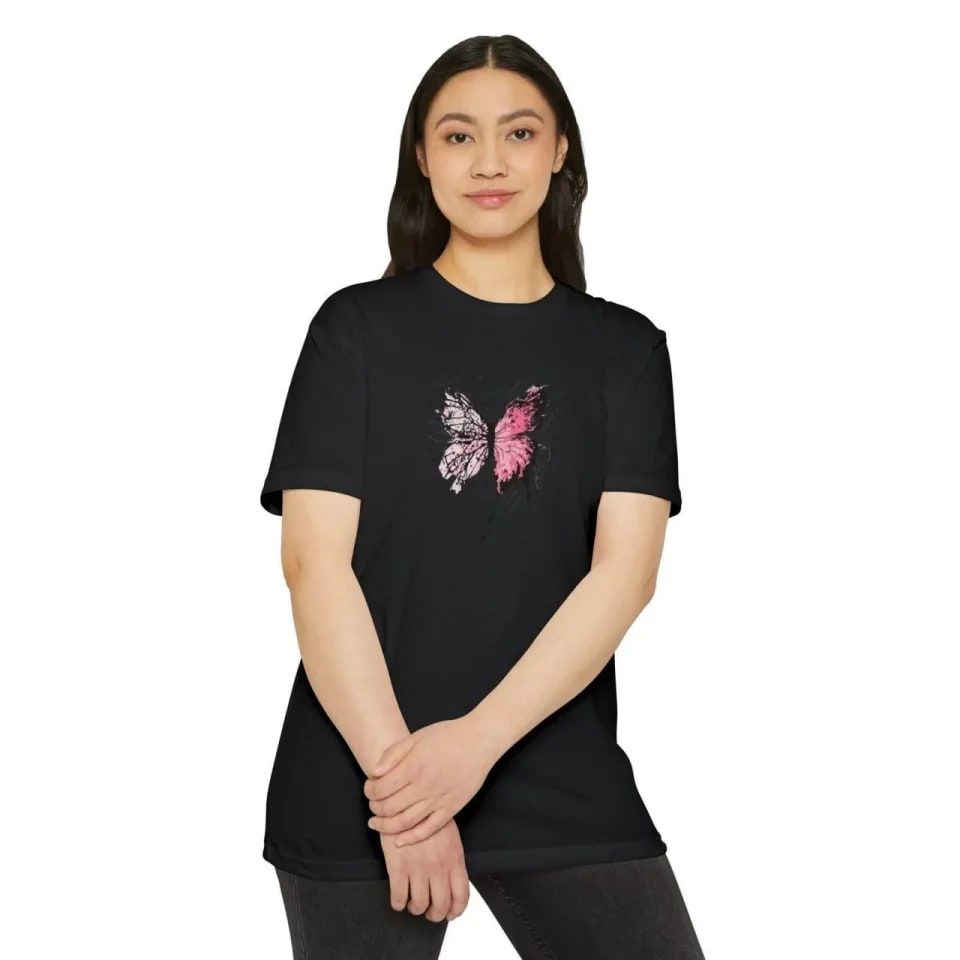 Unisex Bisiklet Yaka Baskılı T-Shirt - Siyah — görsel 1/1