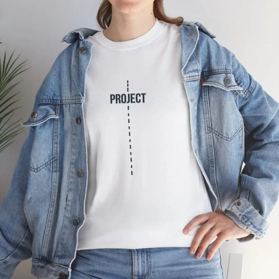 Unisex Bisiklet Yaka Baskılı T-Shirt - Beyaz — görsel 1/1