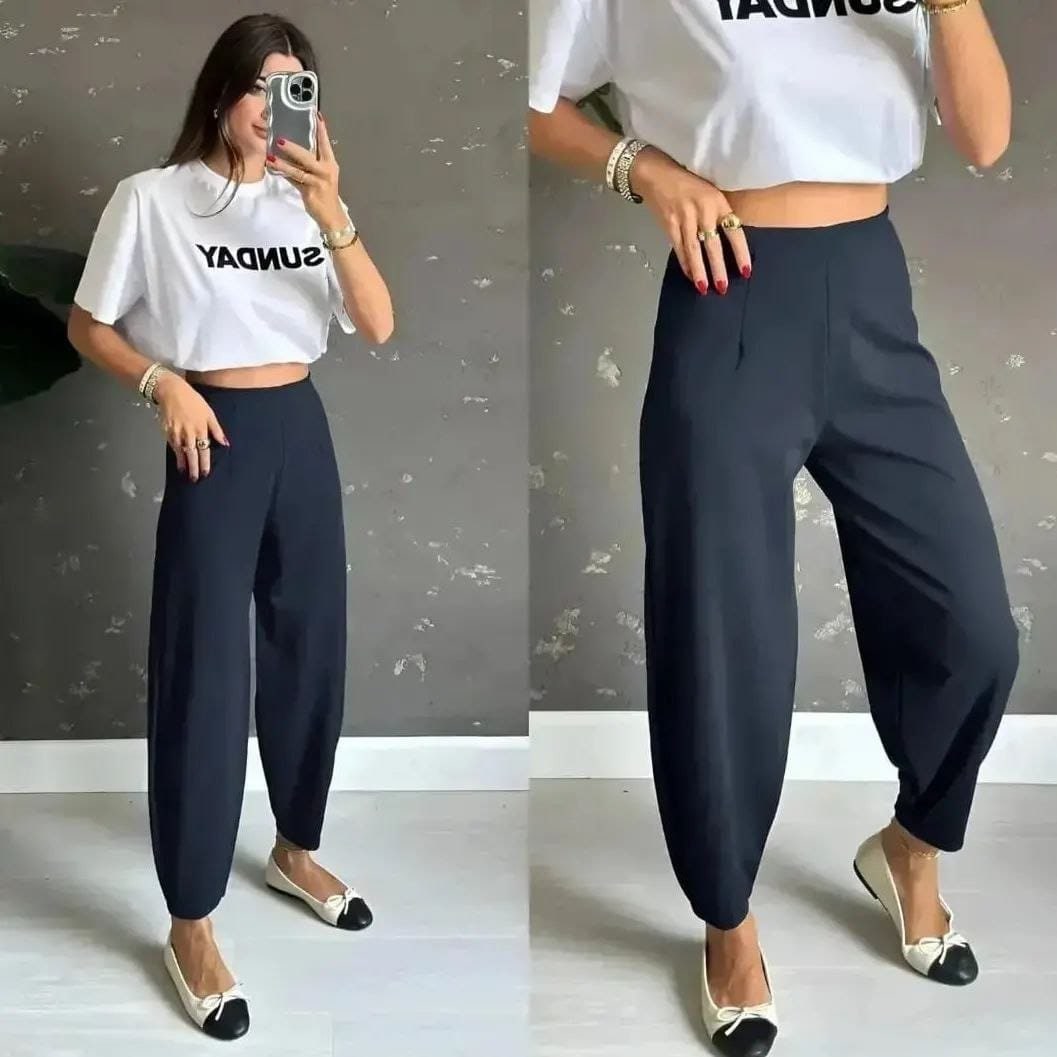 Kadın Krep Kumaş Balon Pantolon — görsel 1/5