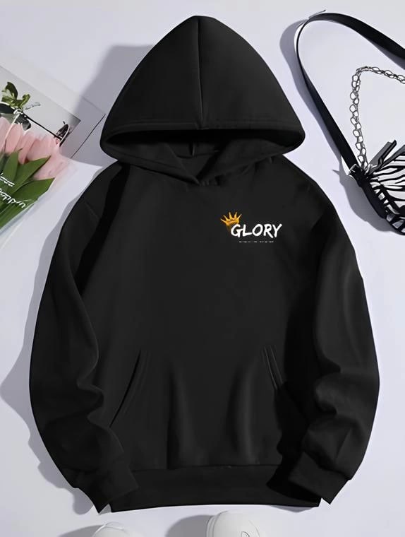 Kışlık Üç İplik Kapüşonlu Sweatshirt - Siyah — görsel 1/1