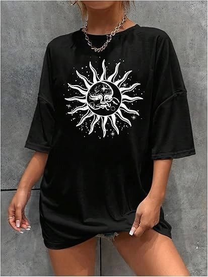 Bisiklet Yaka Baskılı T-Shirt - Siyah — görsel 1/3