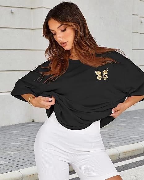 Bisiklet Yaka Baskılı T-Shirt - Siyah — görsel 1/4