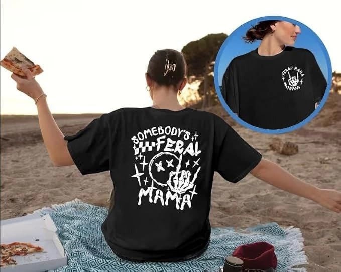 Bisiklet Yaka Baskılı T-Shirt - Siyah — görsel 1/4