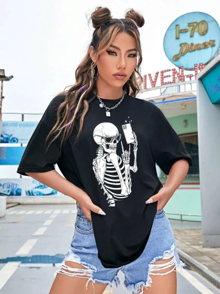 Baskılı T-Shirt - Siyah — görsel 1/4