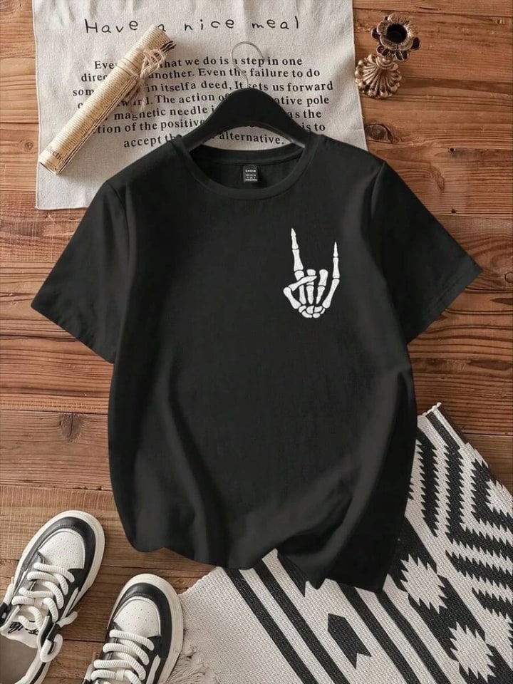 Baskılı T-Shirt - Siyah — görsel 1/2