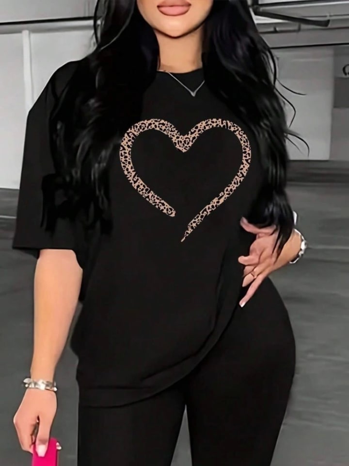 Baskılı T-Shirt - Siyah — görsel 1/2