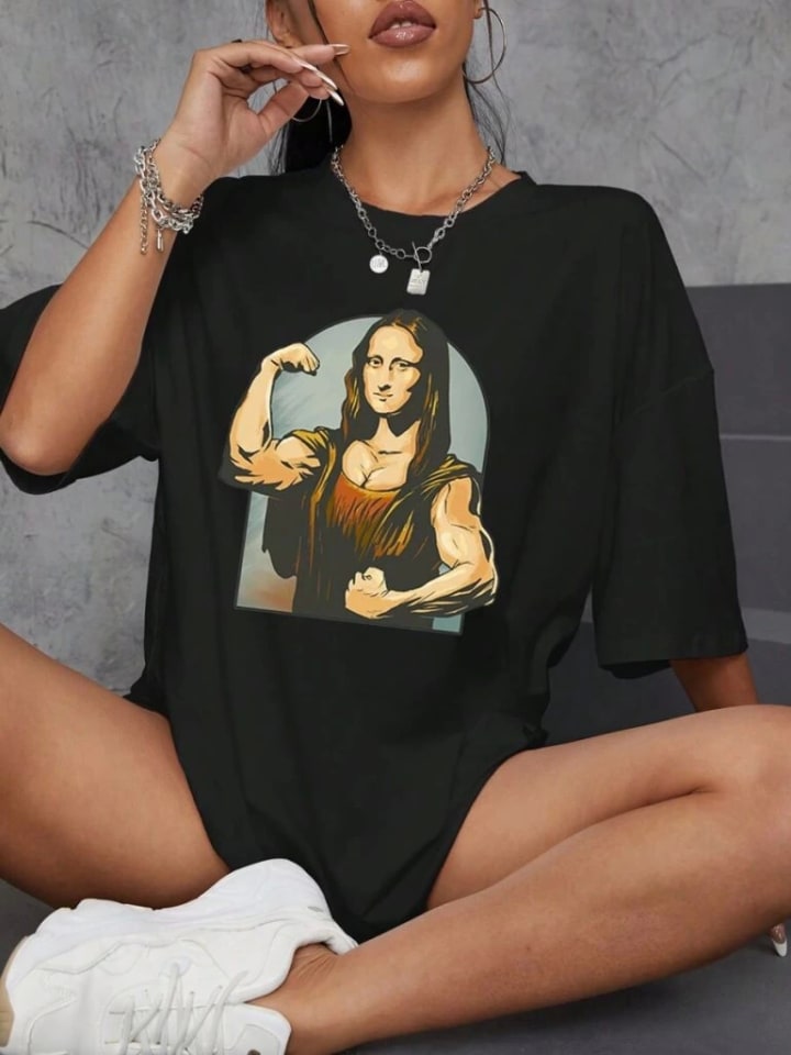 Baskılı Oversize T-Shirt - Siyah — görsel 1/2