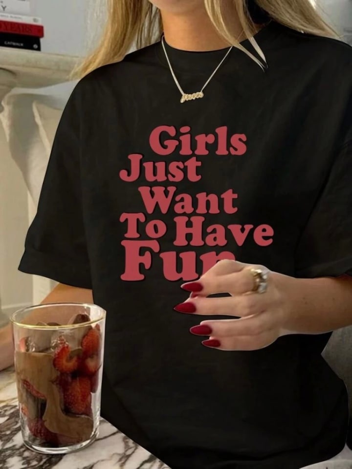 Baskılı Oversize T-Shirt - Siyah — görsel 1/2