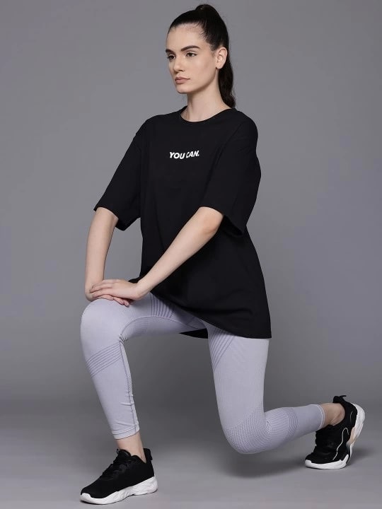 Baskılı Oversize T-Shirt - Siyah — görsel 1/4