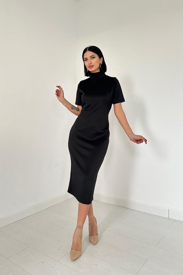 Siyah Balıkçı Yaka Elbise — görsel 1/4