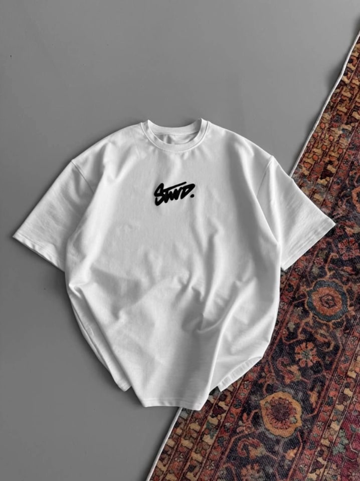 Baskılı Oversize T-Shirt - Beyaz — görsel 1/1