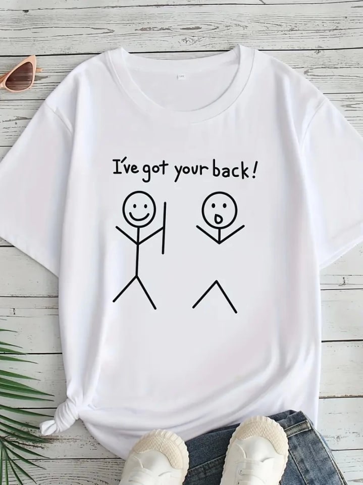 Baskılı Oversize Bisiklet Yaka T-Shirt - Beyaz — görsel 1/3
