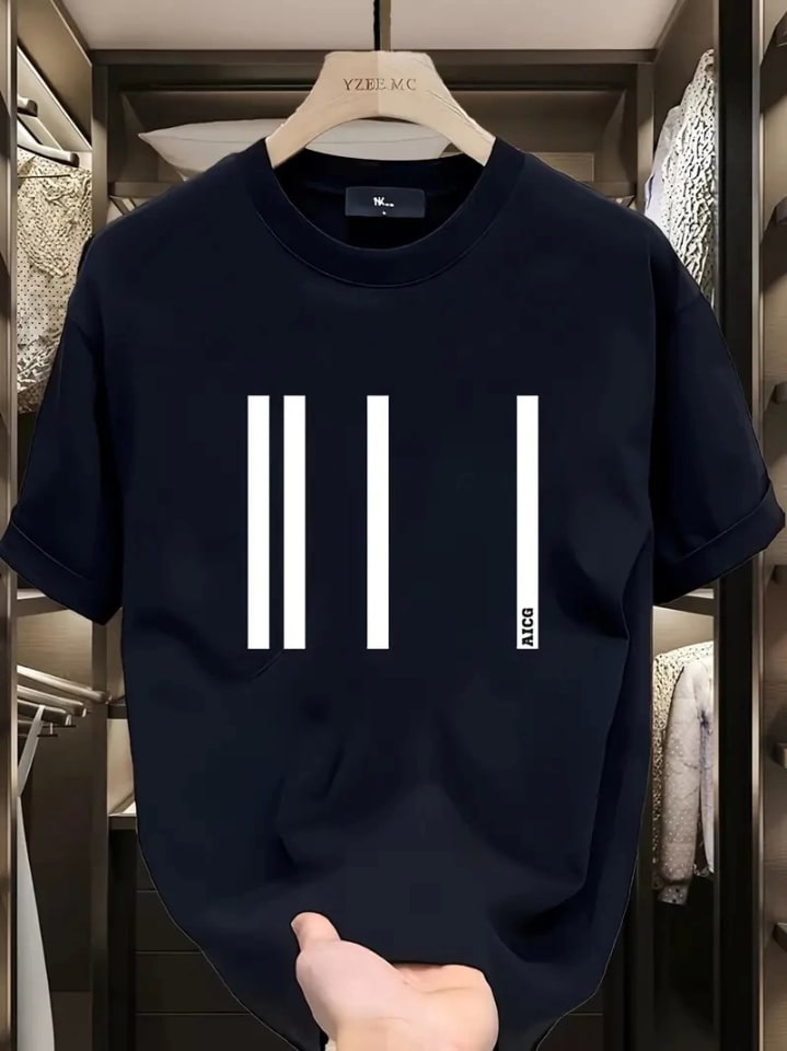 Baskılı Oversize Bisiklet Yaka T-Shirt - Siyah — görsel 1/4