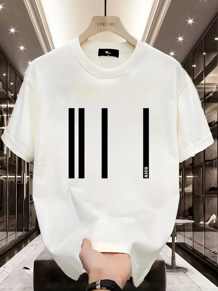 Baskılı Oversize Bisiklet Yaka T-Shirt - Beyaz — görsel 1/4