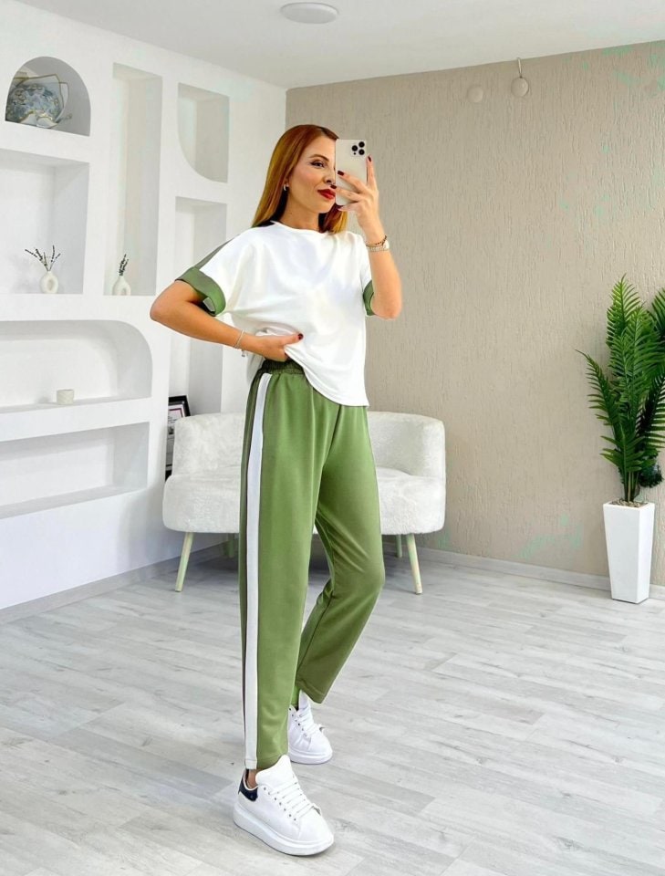Kadın Modal Dokulu Kumaş Yanı Şeritli Takım — görsel 1/1