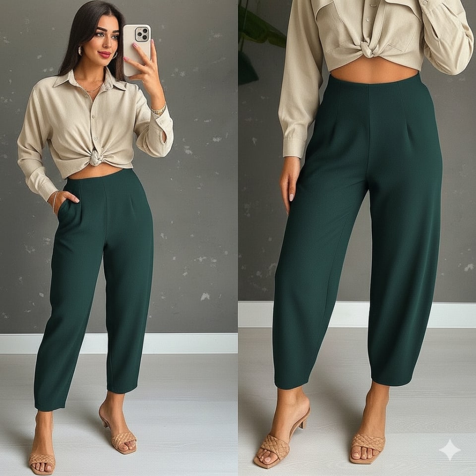 Kadın Yüksek Bel Krep Pantolon — görsel 1/5