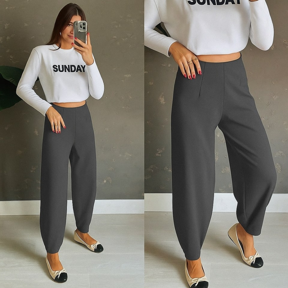 Kadın Yüksek Bel Krep Pantolon — görsel 1/5