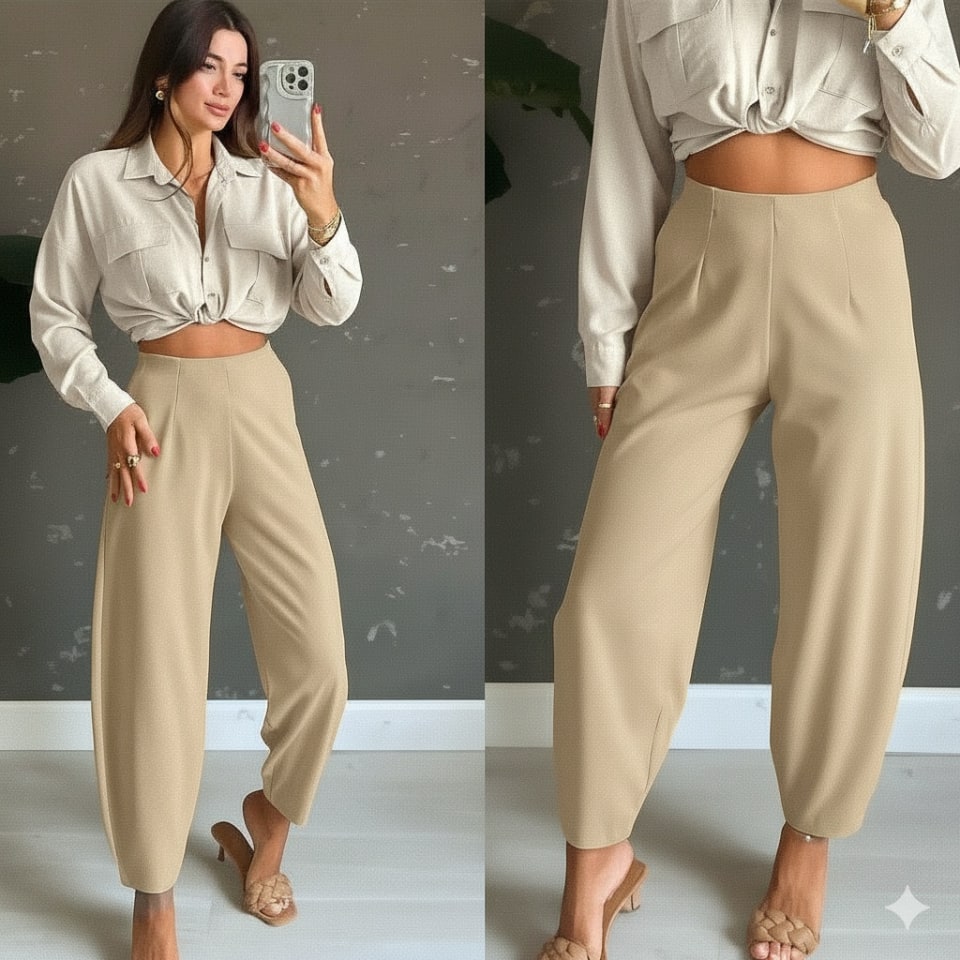 Kadın Yüksek Bel Krep Pantolon — görsel 1/6