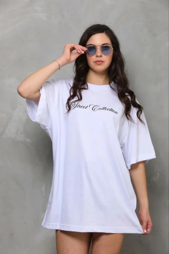 Baskılı T-Shirt Kısa Kol Bisiklet Yaka Regular Rahat Kalıp Günlük Tişört - Beyaz — görsel 1/4