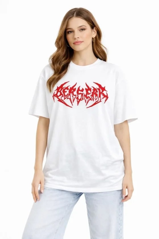 Baskılı T-Shirt Yazlık Kısa Kol Bisiklet Yaka Rahat Kalıp Tişört - Beyaz — görsel 1/4