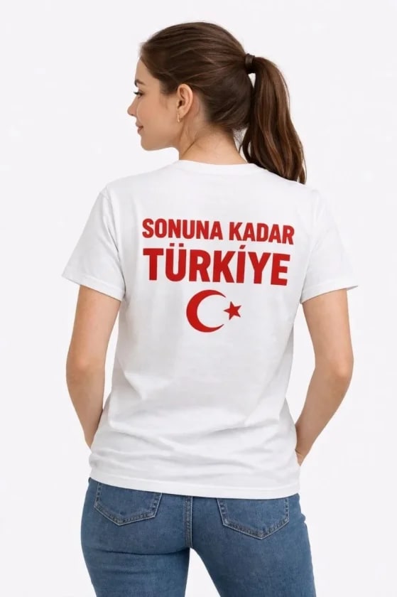 Türkiye Ay Yıldız Baskılı Taraftar Forma T-Shirt - Beyaz — görsel 1/3