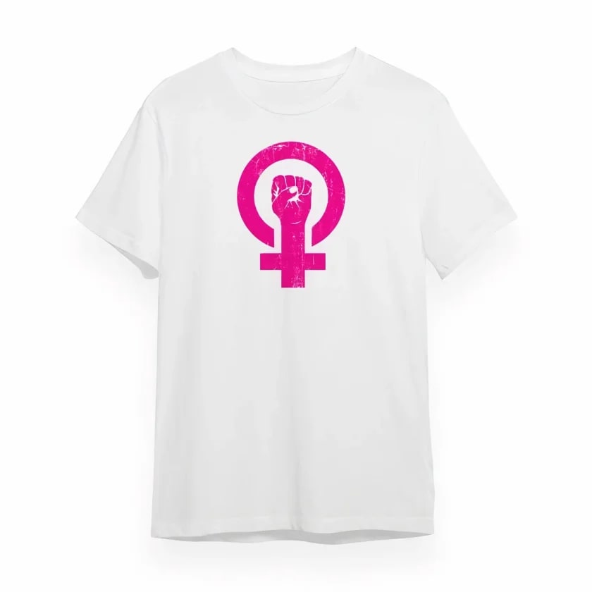 8 Mart Dünya Kadınlar Günü Baskılı Oversize Bisiklet Yaka T-Shirt - Beyaz — görsel 1/1