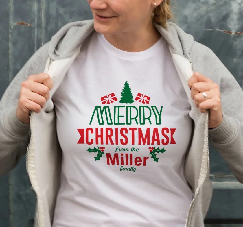 Yılbaşı Merry Christmas Miller Baskılı Oversize Bisiklet Yaka T-Shirt - Beyaz — görsel 1/1