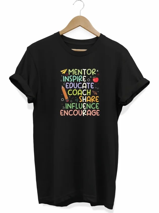 24 Kasım Öğretmenler Günü Hediye Temalı Oversize Bisiklet Yaka T-Shirt - Siyah — görsel 1/1
