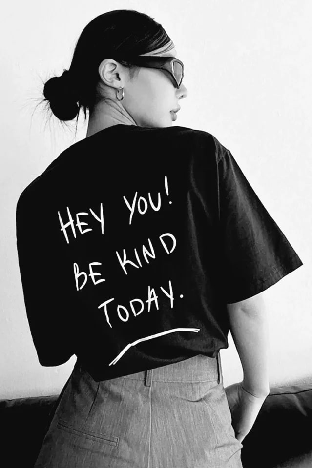 Unisex Baskılı Oversize T-Shirt - Siyah — görsel 1/4