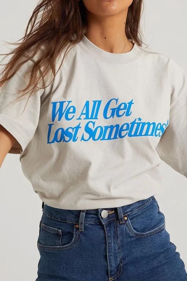 Unisex Baskılı Oversize T-Shirt - Beyaz — görsel 1/4