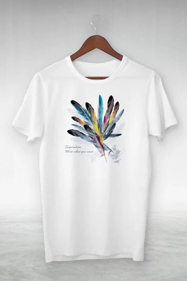 Unisex Baskılı Oversize T-Shirt - Beyaz — görsel 1/1