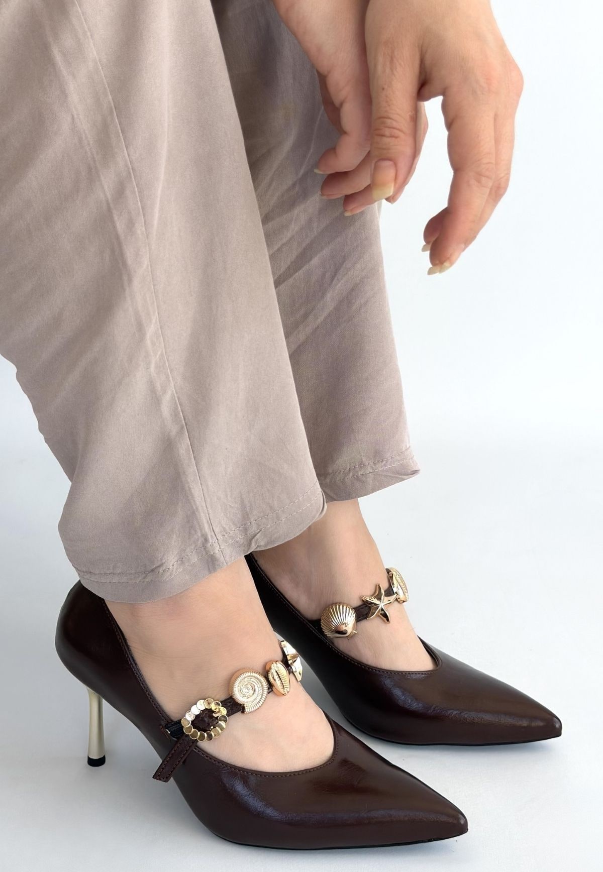Conne Kahverengi Cilt Stiletto Ayakkabı — görsel 1/4