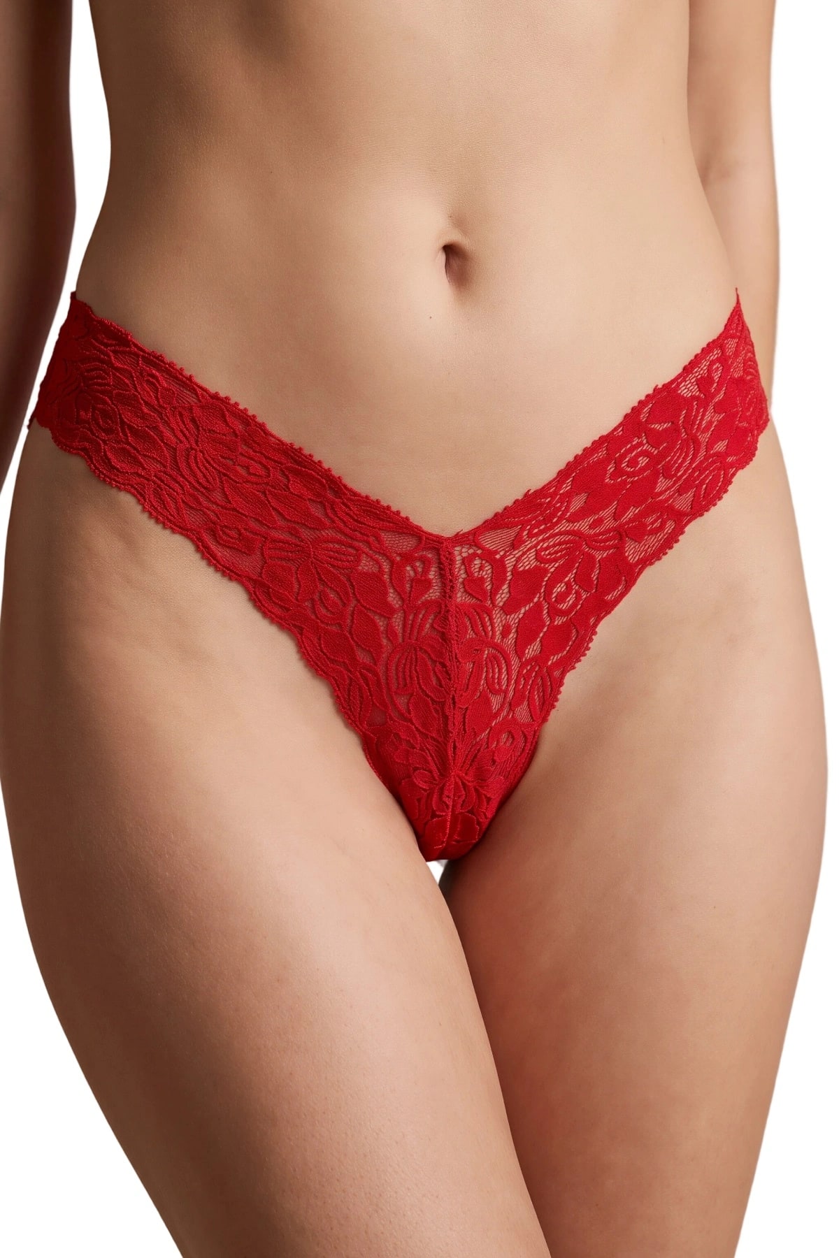 Kırmızı Çiçek Desenli Dantel String Külot Tm1526 — görsel 1/2