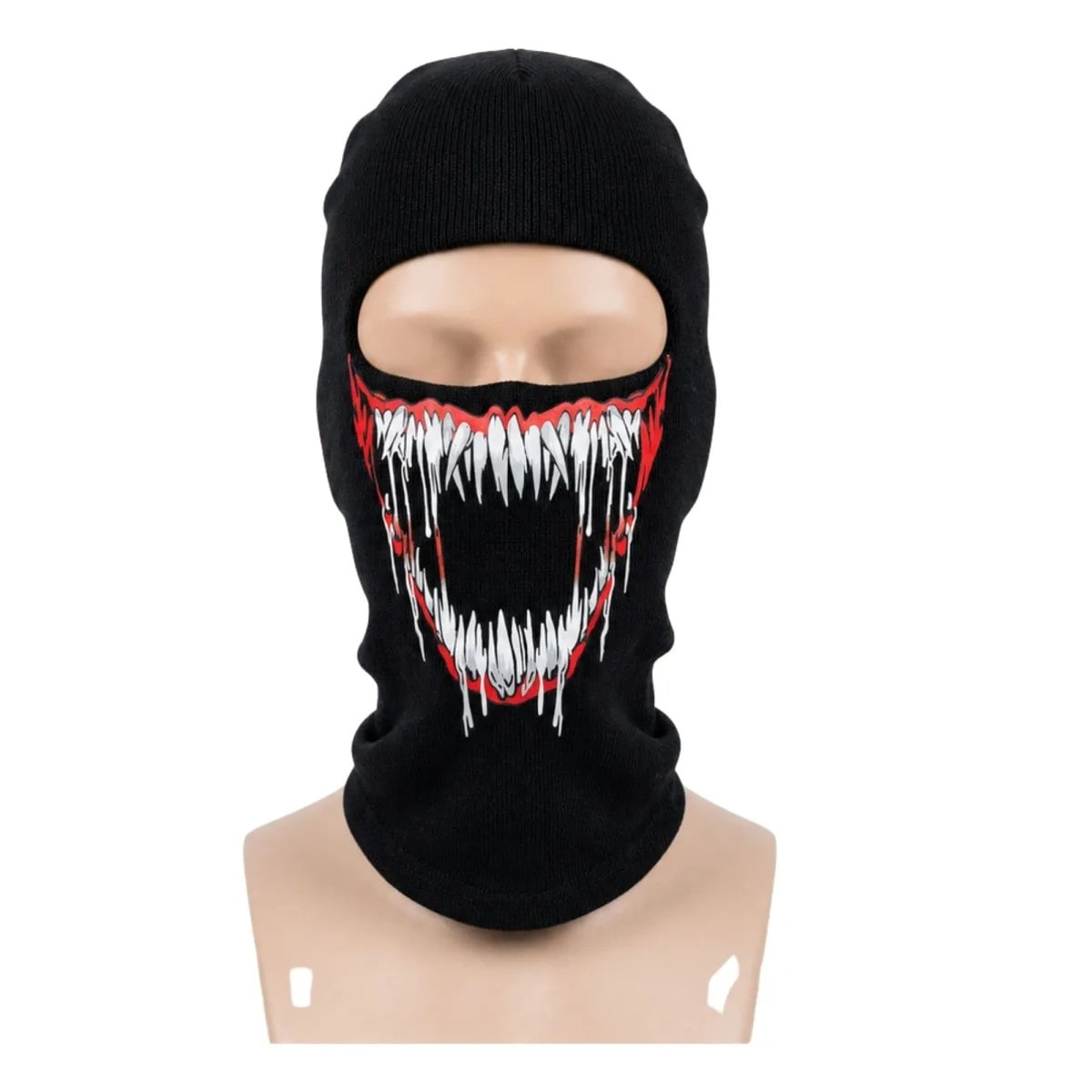 Unisex Canavar Diş Baskılı Balaklava 1 Adet Tek Beden Viskoz Kask İçi Motosiklet Maskesi — görsel 1/7