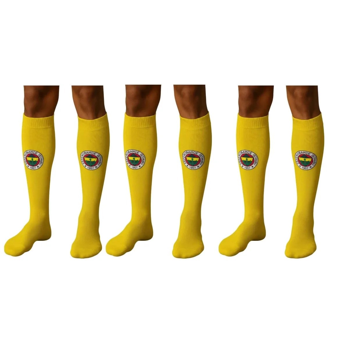 Takım Logolu 3’lü Sarı Futbol Çorabı 31-43, Unisex Uzun Konç, Dikişsiz Burun — görsel 1/14